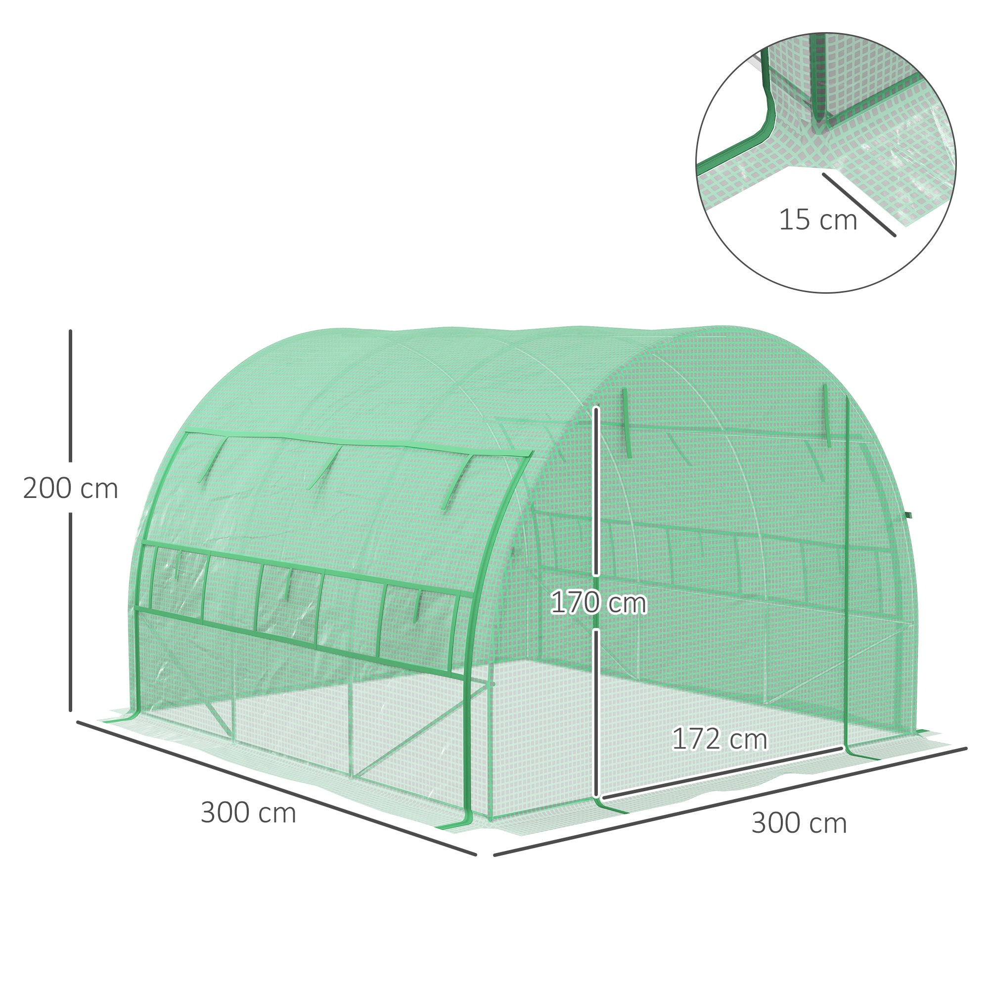 WALK-IN POLYTUNNEL GREENHOUSE 3×3×2M | GreenTonez