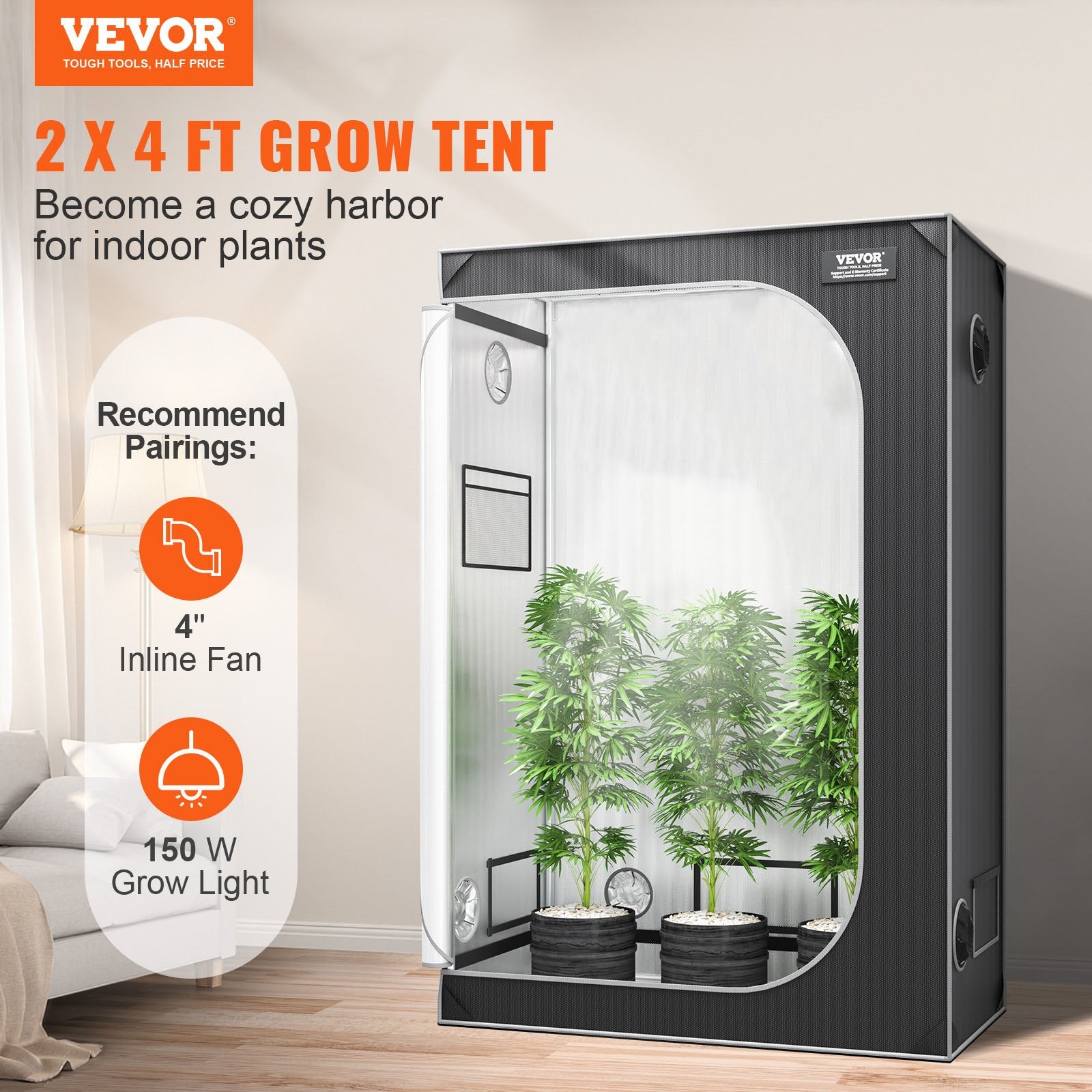 HYDROPONIC GROW TENT 122×61×183CM | GreenTonez